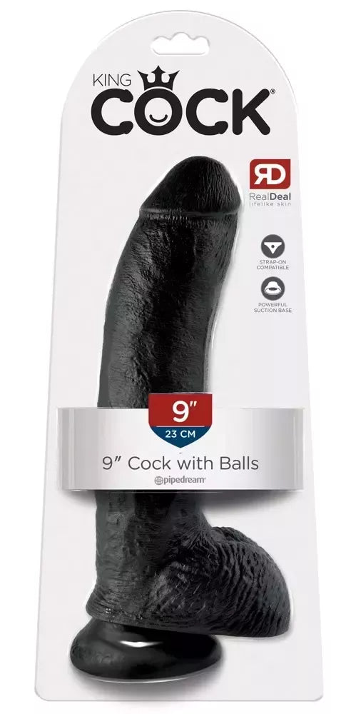 King Cock 9 colių anatominis modelis su pagrindu, tamsus, PVC, 22,9 cm