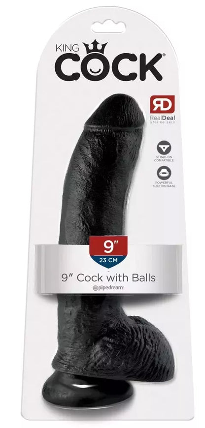 King Cock 9 colių anatominis modelis su pagrindu, tamsus, PVC, 22,9 cm