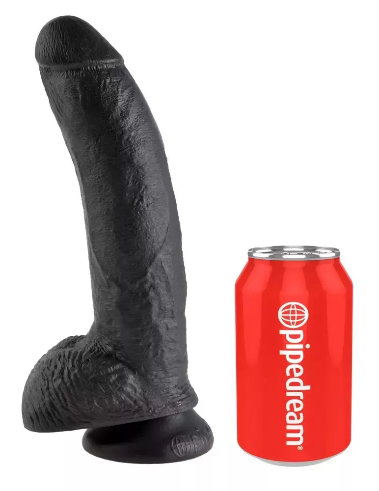 King Cock 9 colių anatominis modelis su pagrindu, tamsus, PVC, 22,9 cm