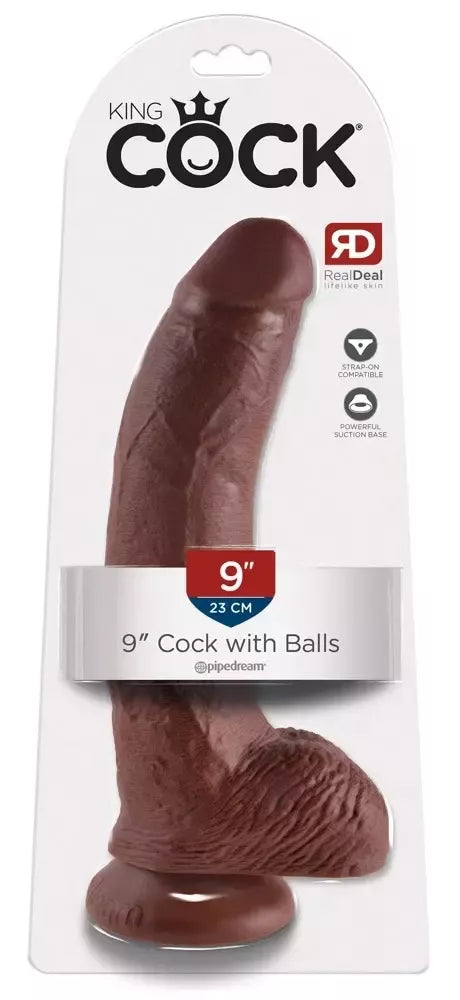 King Cock 9 colių anatominis modelis su siurbtuku, rudas, 22,9 cm