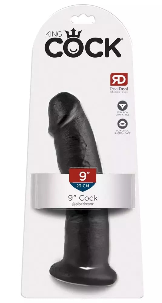 King Cock 9" Intymus modelis su siurbtuku, tamsus, 24 cm, PVC