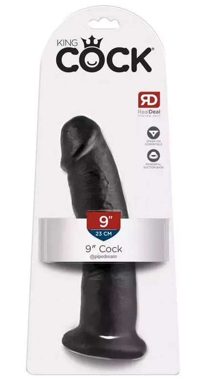 King Cock 9" Intymus modelis su siurbtuku, tamsus, 24 cm, PVC