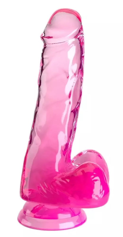 King Cock Clear 6 Inch System su pagrindu, rožinis skaidrus TPE