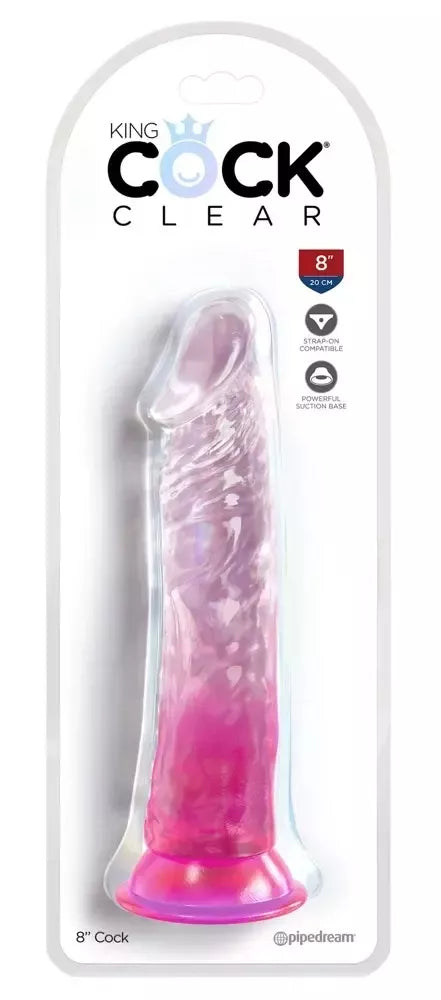 King Cock Clear Model 8 Transparent Pink – lanksti TPE sistema, 21,8 cm