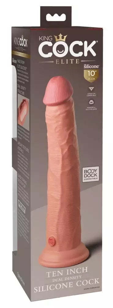 King Cock Elite 10 colių dvigubo tankio silikoninis anatominis modelis, šviesus atspalvis