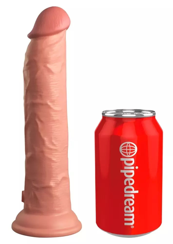 King Cock Elite 9” dvigubo tankio modelis, šviesus, su siurbtuku, silikoninis