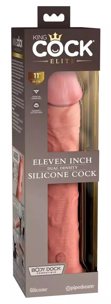 King Cock Elite KCE 11 dviejų tankių silikoninis modelis, 29,5 cm, šviesus (Light)