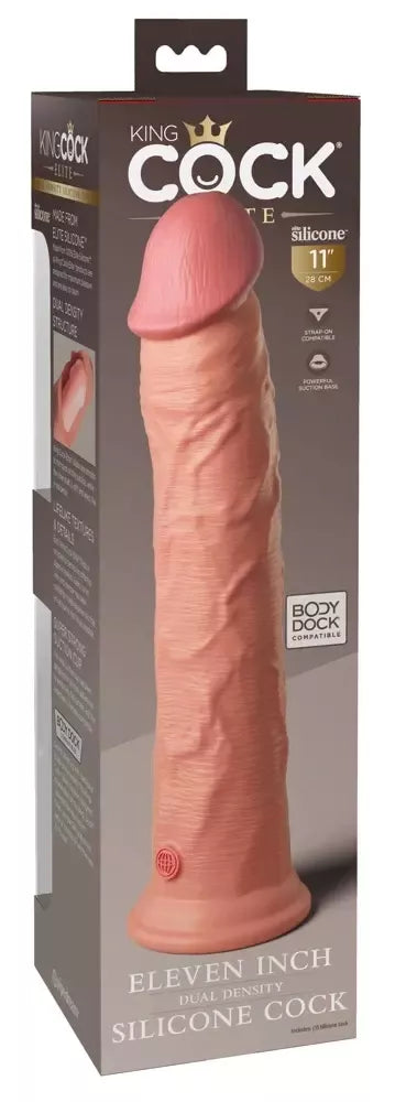 King Cock Elite KCE 11 dviejų tankių silikoninis modelis, 29,5 cm, šviesus (Light)