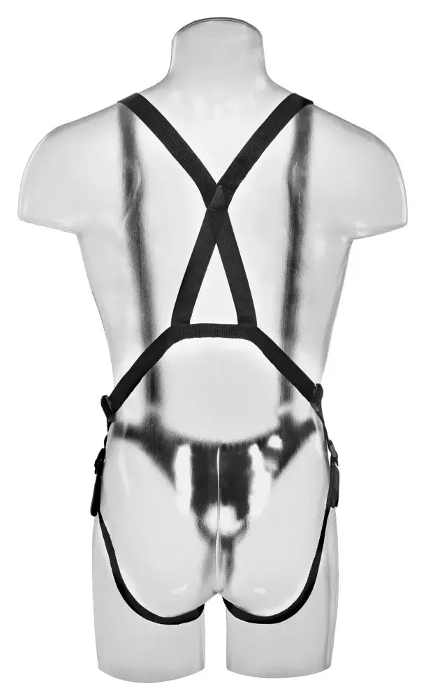 King Cock KC10 tuščiavidurių strap-on diržų sistema, juoda, 20 cm