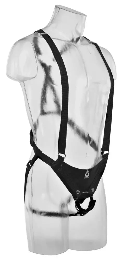 King Cock KC10 tuščiavidurių strap-on diržų sistema, juoda, 20 cm
