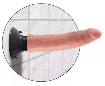 King Cock Kink by Doc Johnson 7 colių vibratorius su lanksčiu kotu ir siurbtuku
