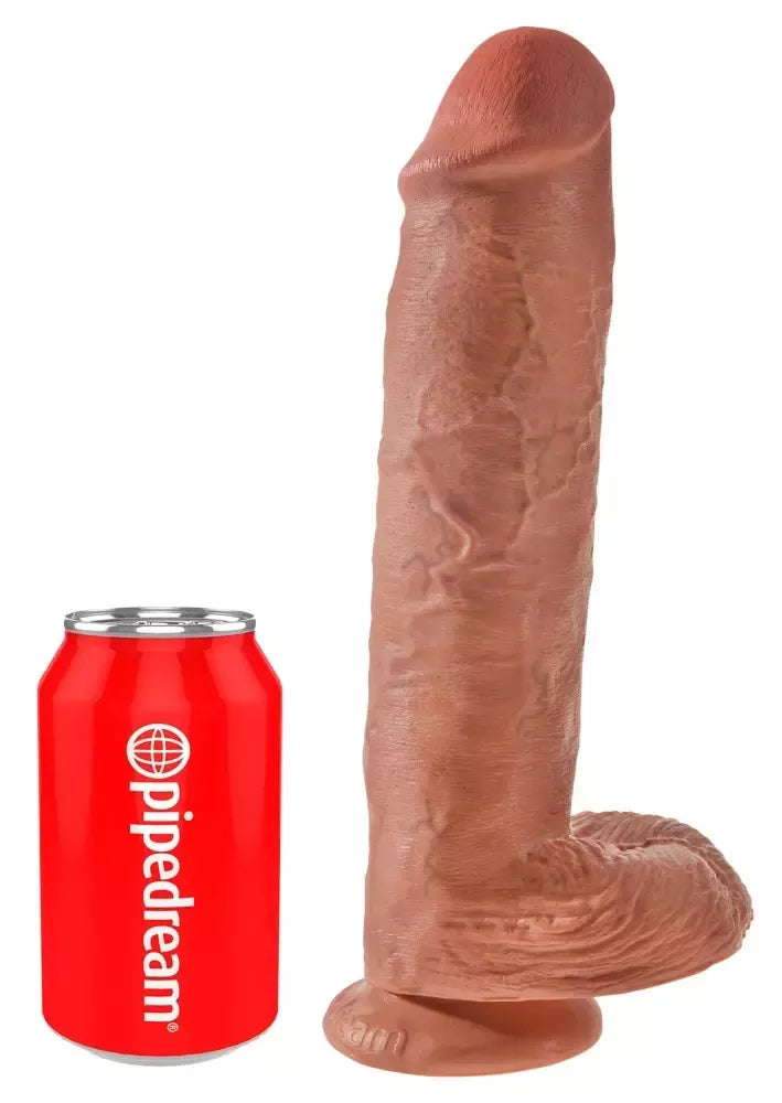 King Cock Model 11" rusvos spalvos intymus rinkinys su siurbtuku, 28 cm