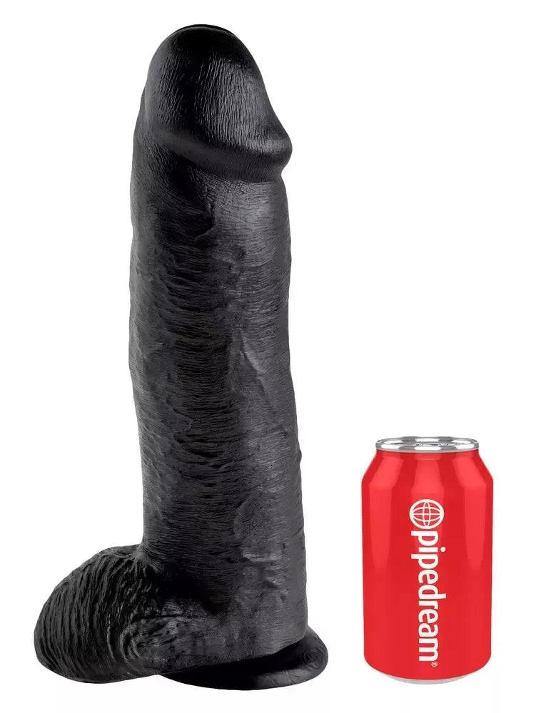 King Cock Model 12'' Black – anatominė sistema su siurbtuku
