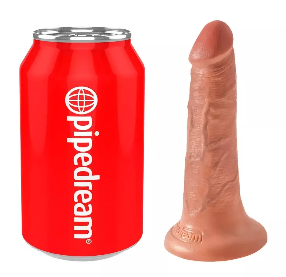 King Cock Model 5" Tan – anatominė intymios higienos priemonė su siurbtuku, 14 cm