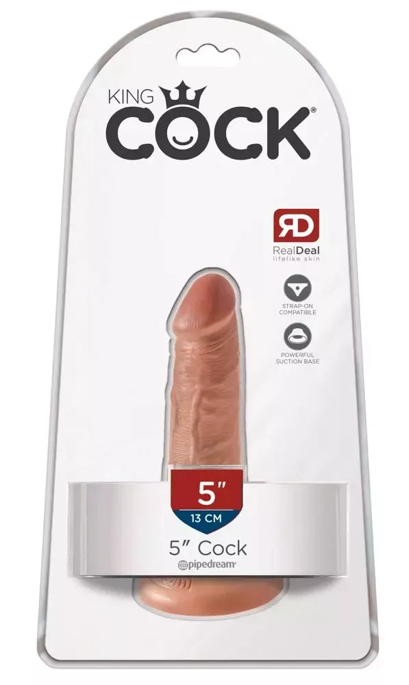 King Cock Model 5" Tan – anatominė intymios higienos priemonė su siurbtuku, 14 cm