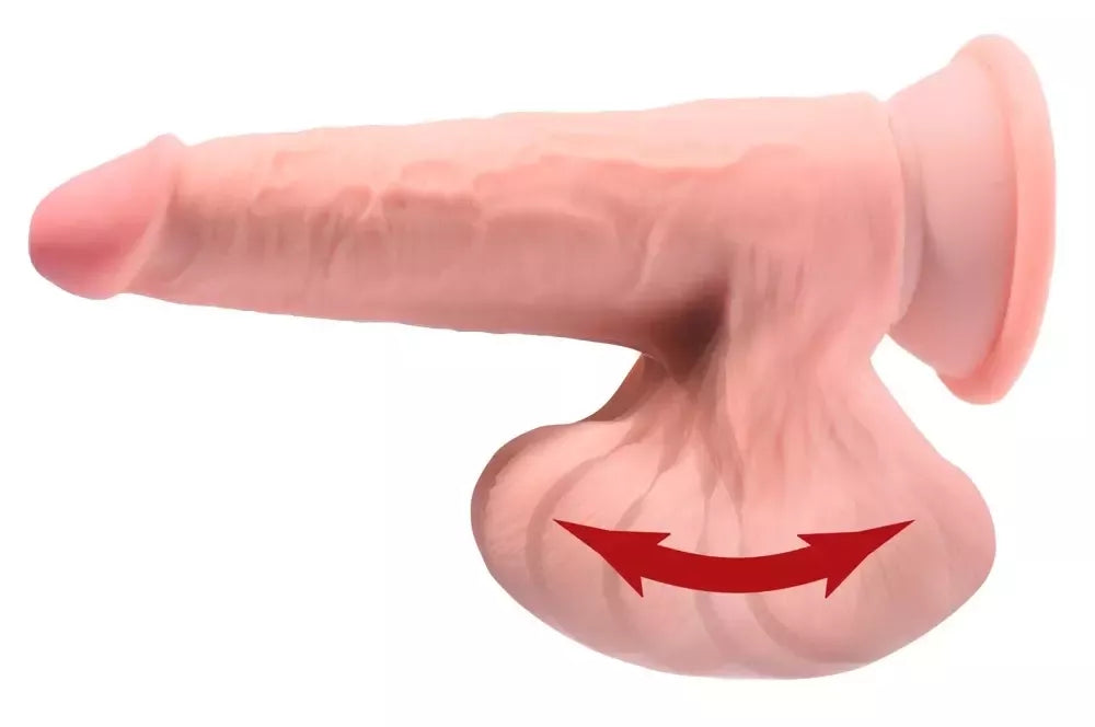 King Cock Plus 7” 3D Fanta Flesh modelis su besisukančiu anatominiu pagrindu, smėlio spalvos
