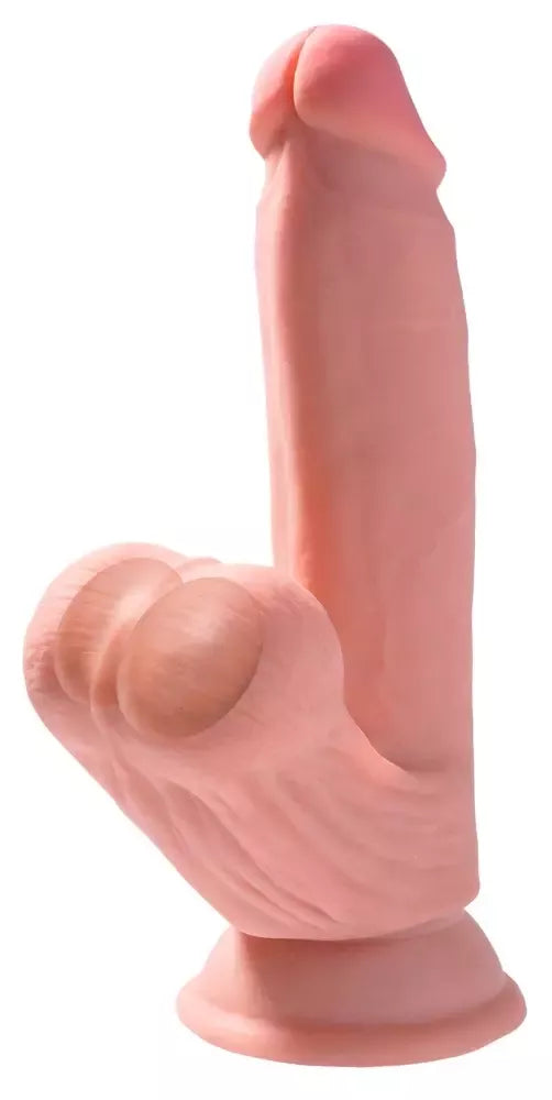 King Cock Plus 7” 3D Fanta Flesh modelis su besisukančiu anatominiu pagrindu, smėlio spalvos