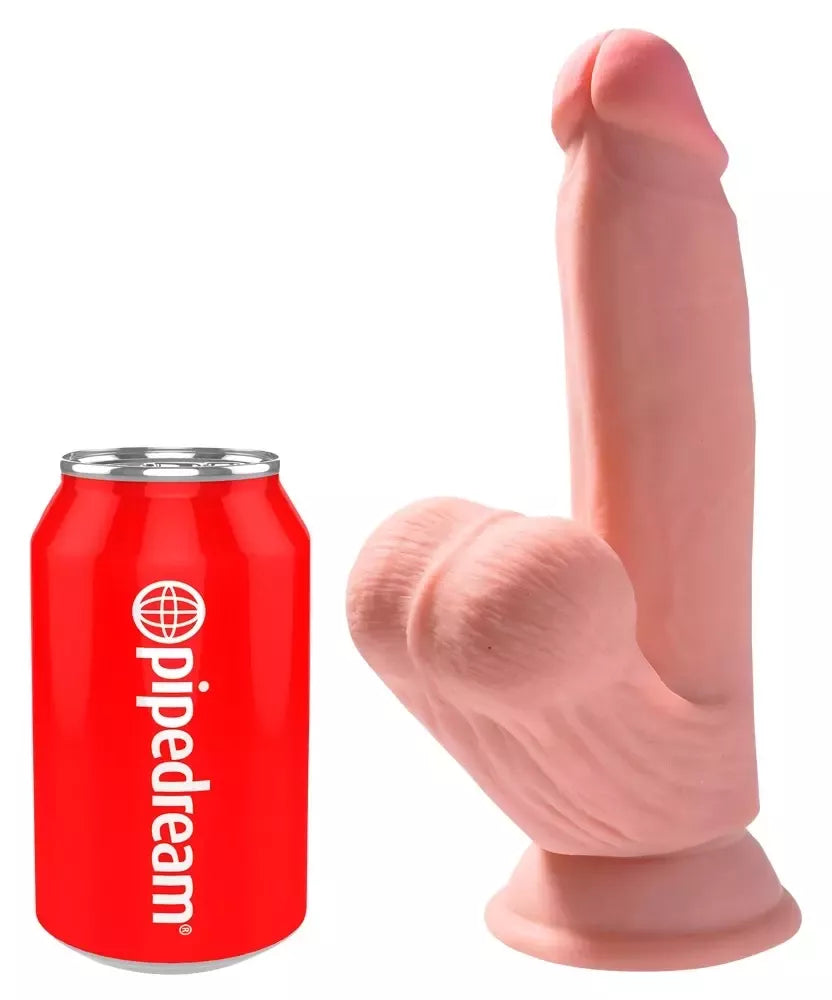 King Cock Plus 7” 3D Fanta Flesh modelis su besisukančiu anatominiu pagrindu, smėlio spalvos