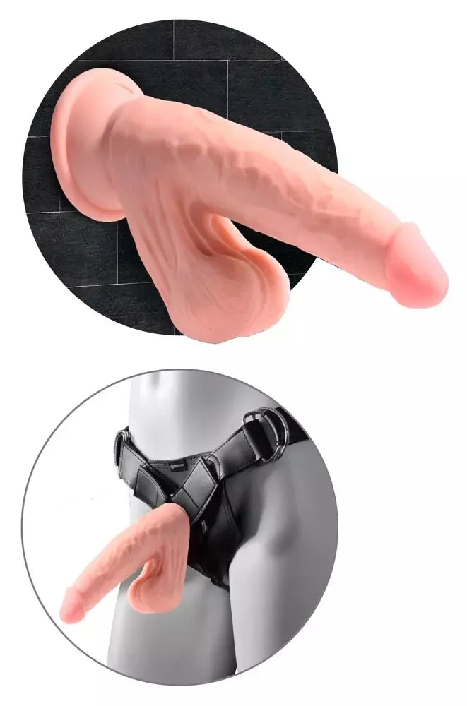 King Cock Plus 7” 3D Fanta Flesh modelis su besisukančiu anatominiu pagrindu, smėlio spalvos