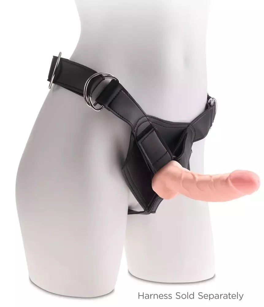 King Cock Plus 8" dvigubo tankumo modelis su sėklidėmis, su siurbtuku, smėlio spalvos