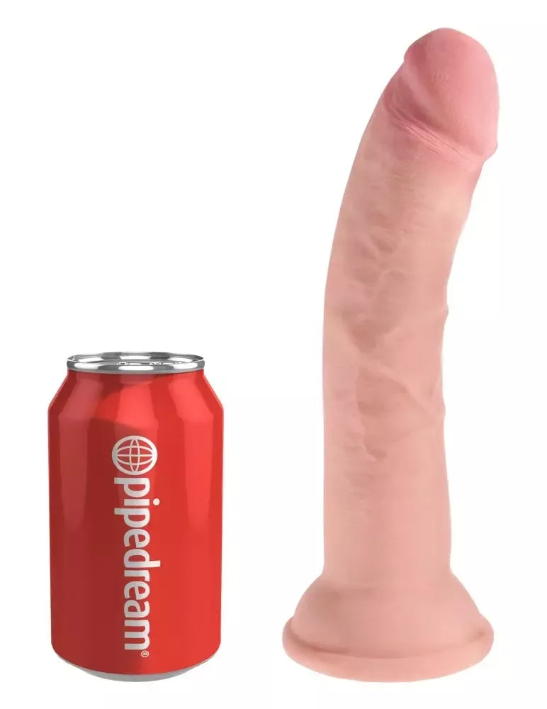 King Cock Plus 8" Intimate Model Triple Density TPE su prisiurbiamu pagrindu, smėlio spalvos