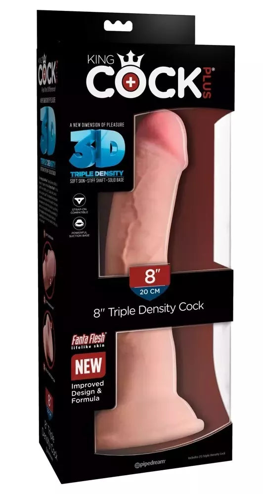 King Cock Plus 8" Intimate Model Triple Density TPE su prisiurbiamu pagrindu, smėlio spalvos