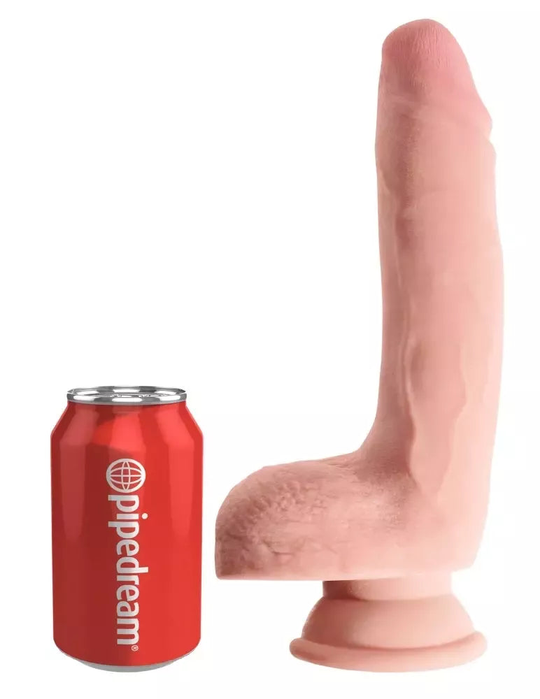 King Cock Plus 9" intymus prietaisas su lanksčiu pagrindu, vakuuminiu pagrindu, TPE