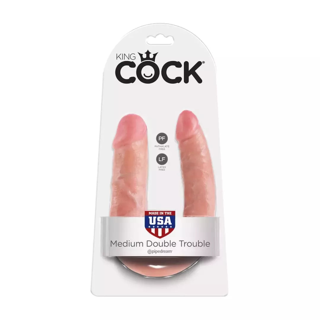 King Cock U formos dvigubas vidutinio dydžio anatominis modelis, kūno spalvos, 13,9 cm