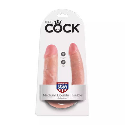 King Cock U formos dvigubas vidutinio dydžio anatominis modelis, kūno spalvos, 13,9 cm