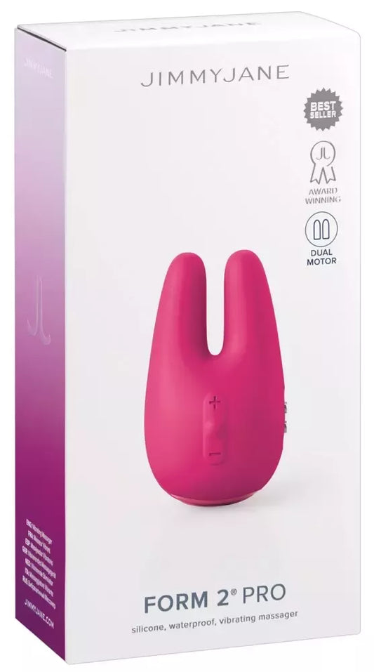 Kompaktiškas JimmyJane Form 2 PRO Pink dviejų variklių silikoninis modelis