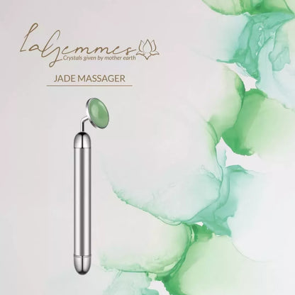 La Gemmes Jade Lay-On vibruojantis masažuoklis - žalias, 15 cm, brangakmenis ir metalas
