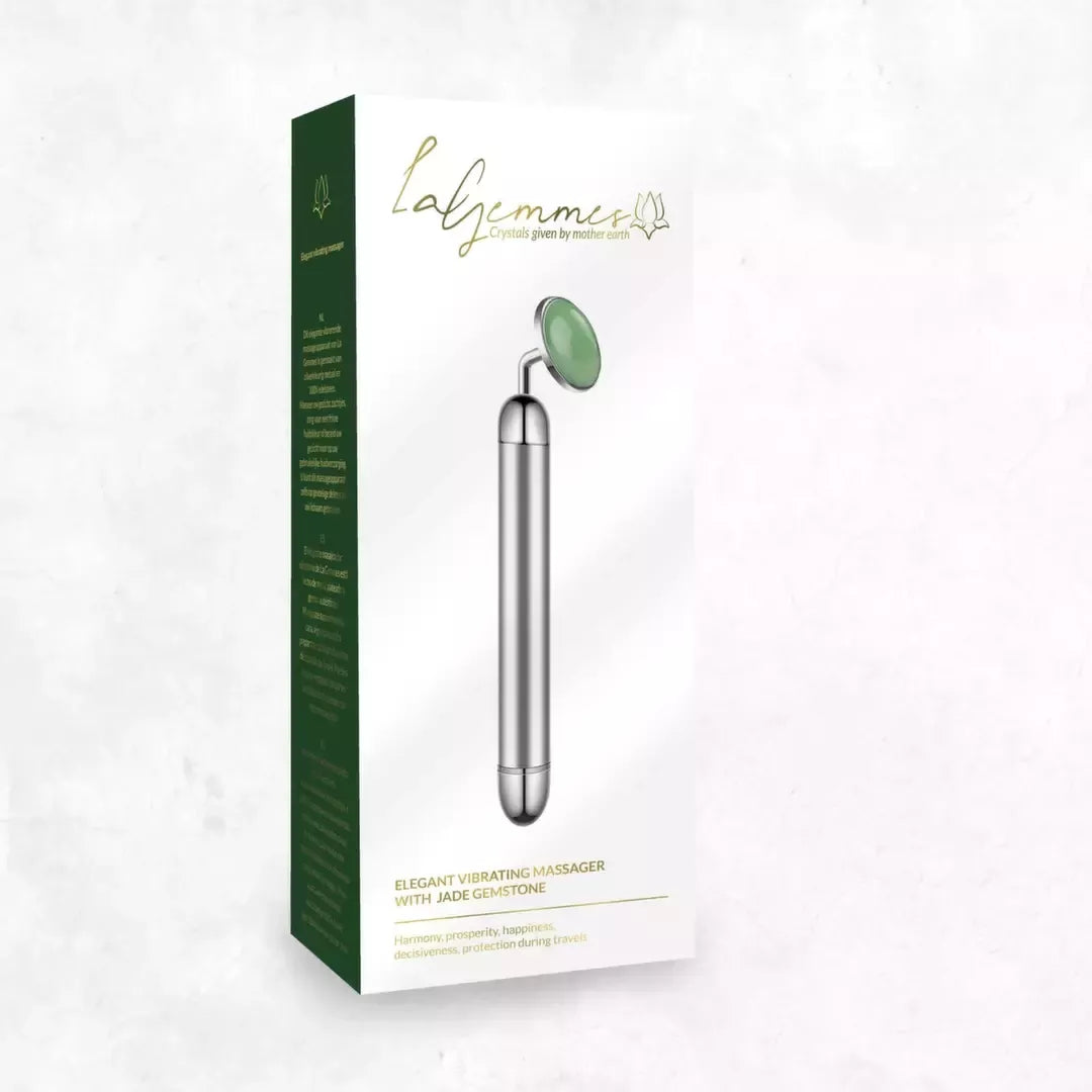 La Gemmes Jade Lay-On vibruojantis masažuoklis - žalias, 15 cm, brangakmenis ir metalas