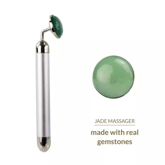 La Gemmes Jade Lay-On vibruojantis masažuoklis - žalias, 15 cm, brangakmenis ir metalas