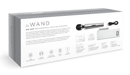 Le Wand Die Cast įkraunamas sidabrinis masažuoklis – kompaktiškas ir galingas
