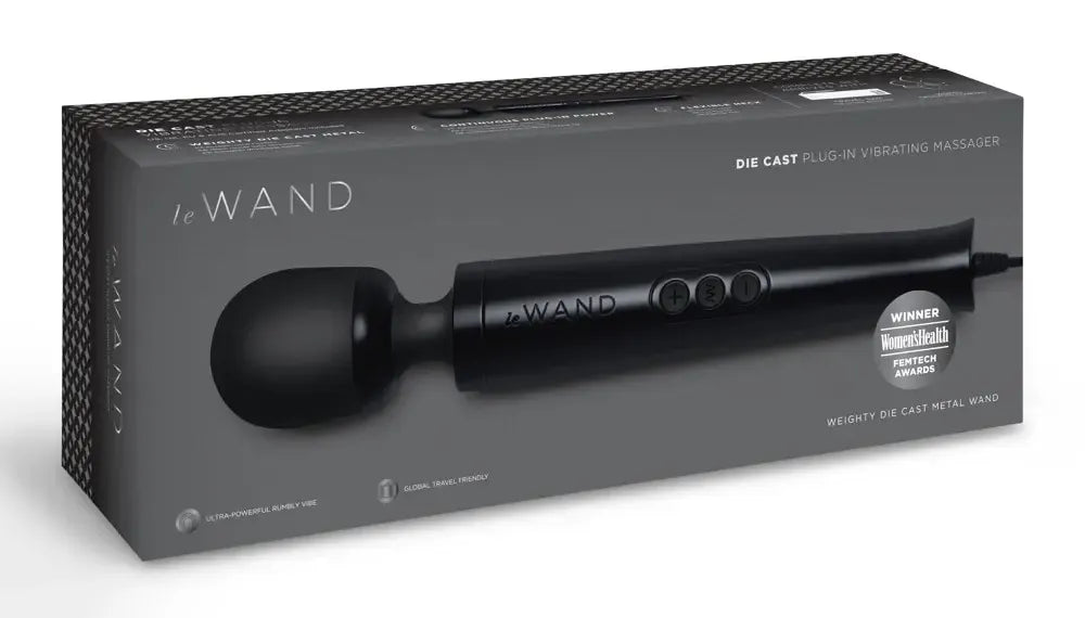 Le Wand Diecast Plug-In Black kompaktiškas masažuoklis, 20 režimų, 29 cm