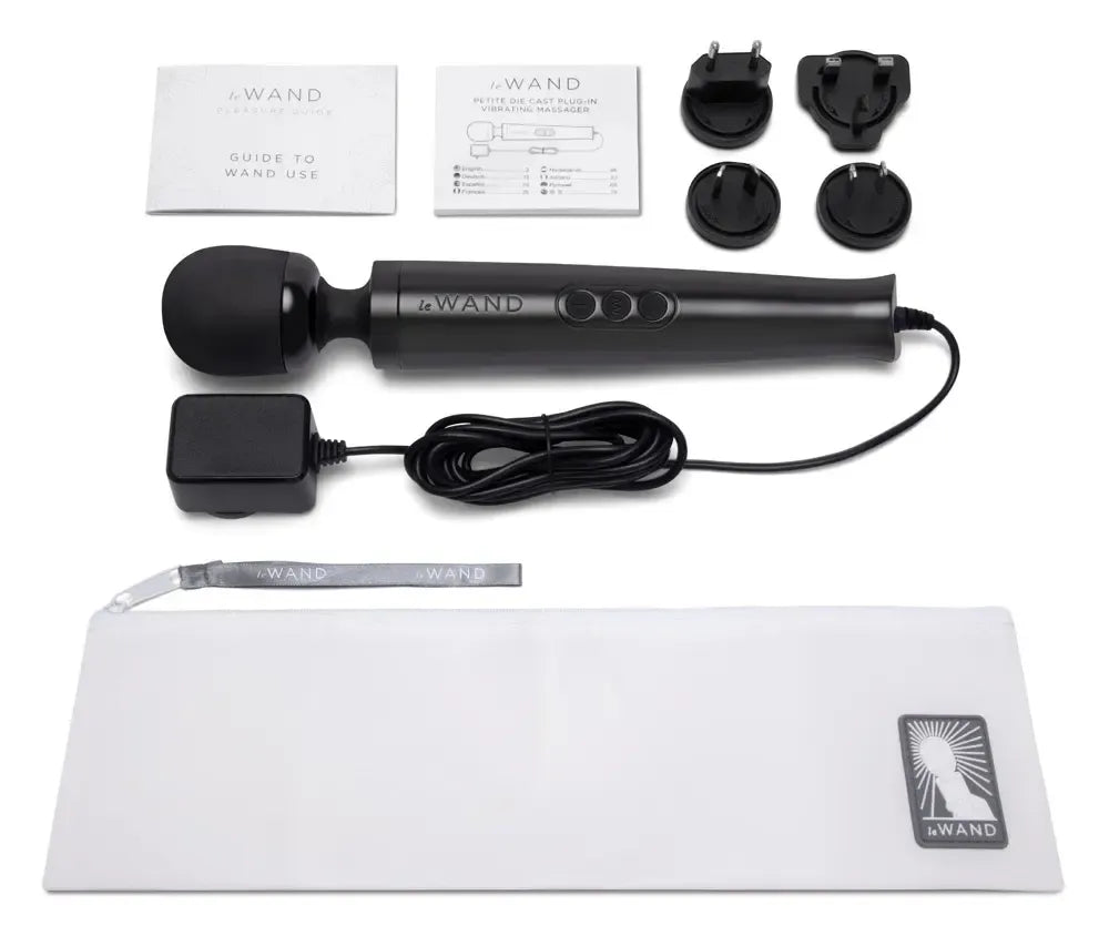 Le Wand Diecast Plug-In Black kompaktiškas masažuoklis, 20 režimų, 29 cm