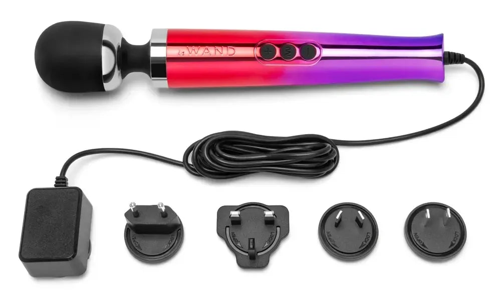 Le Wand Diecast Plug-In Ombre kompaktiškas masažuoklis, 20 režimų, sidabrinis