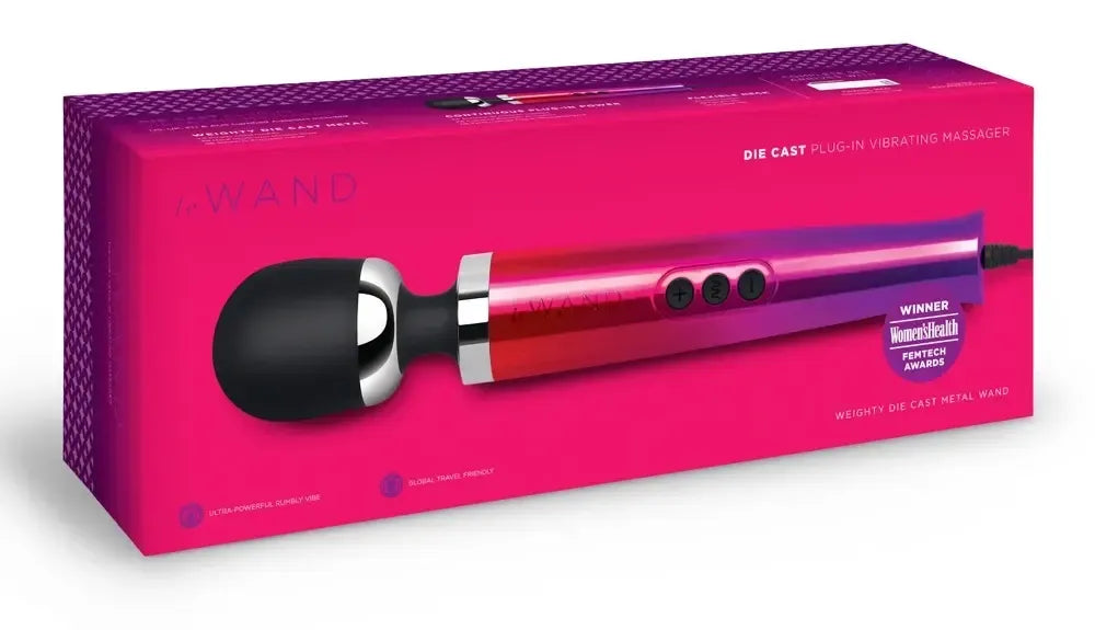 Le Wand Diecast Plug-In Ombre kompaktiškas masažuoklis, 20 režimų, sidabrinis