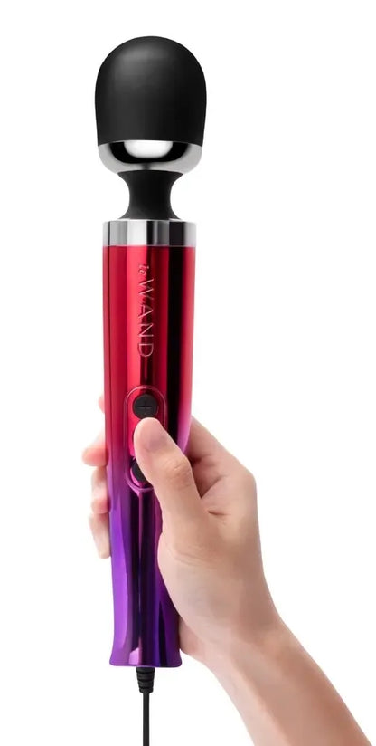 Le Wand Diecast Plug-In Ombre kompaktiškas masažuoklis, 20 režimų, sidabrinis