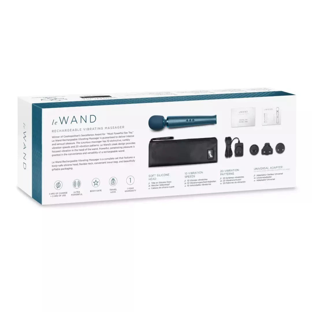 Le Wand Massager Pacific Blue - įkraunamas, 10 intensyvumo lygių