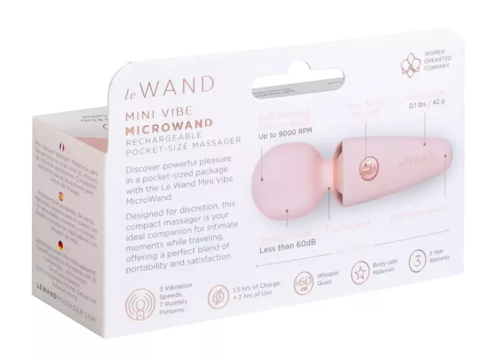 Le Wand Mini Microwand Rose Go – kompaktiškas įkraunamas masažuoklis