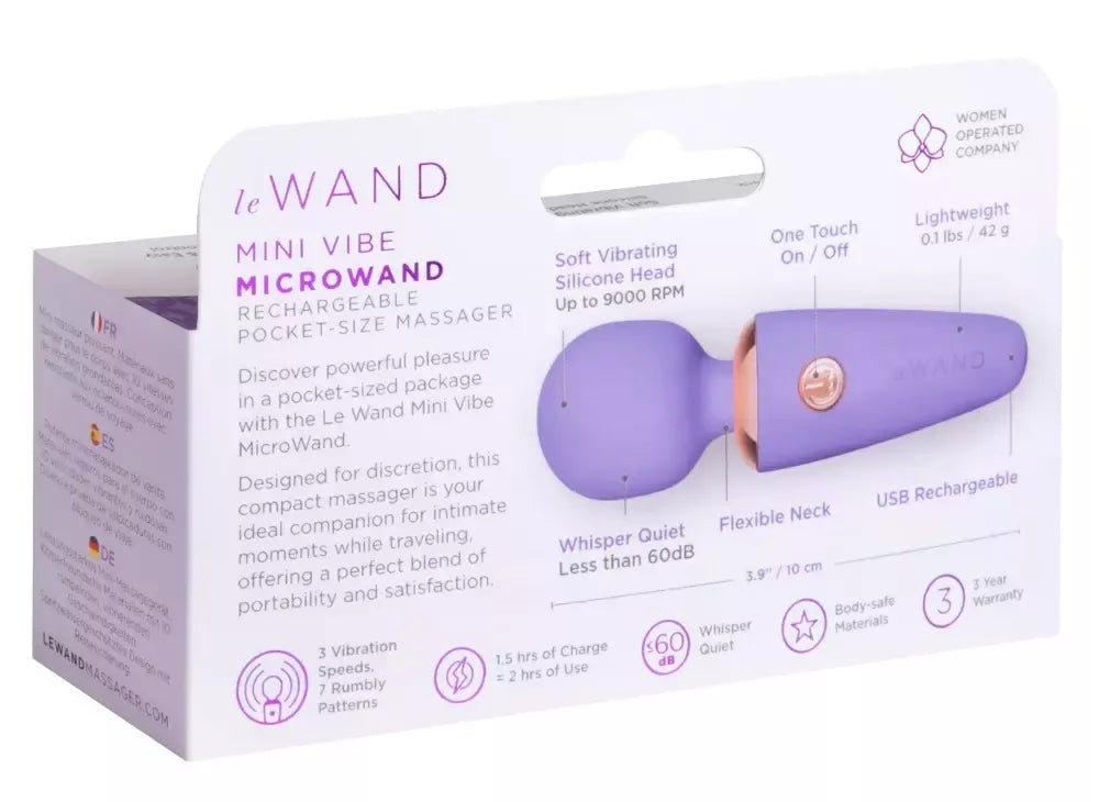 Le Wand Mini Microwand Rose kompaktiškas įkraunamas masažuoklis, 10 cm