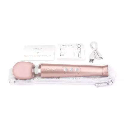 Le Wand Petite Massager Rose Gold USB, 10 greičių, kelioninis rinkinys