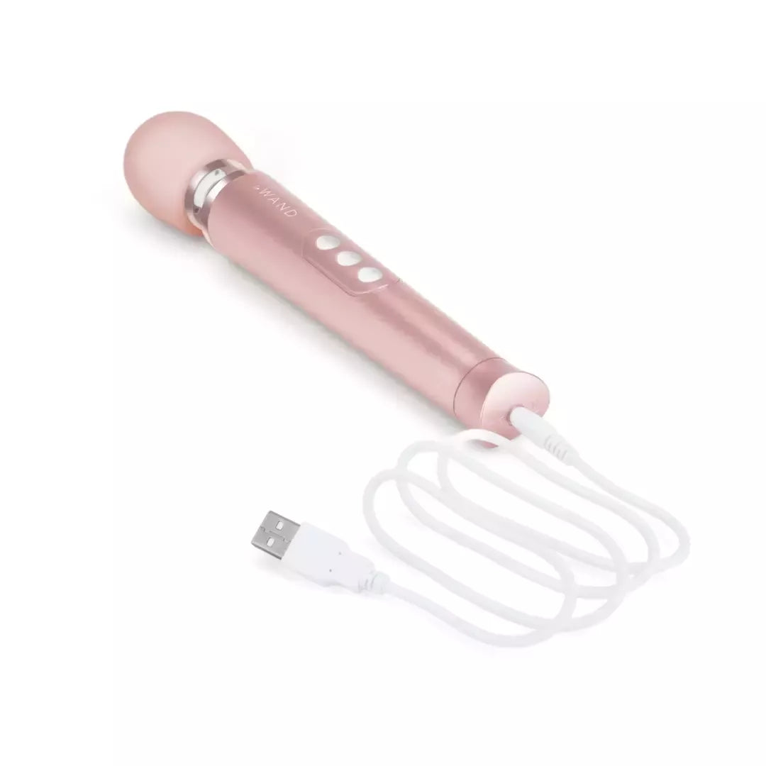 Le Wand Petite Massager Rose Gold USB, 10 greičių, kelioninis rinkinys