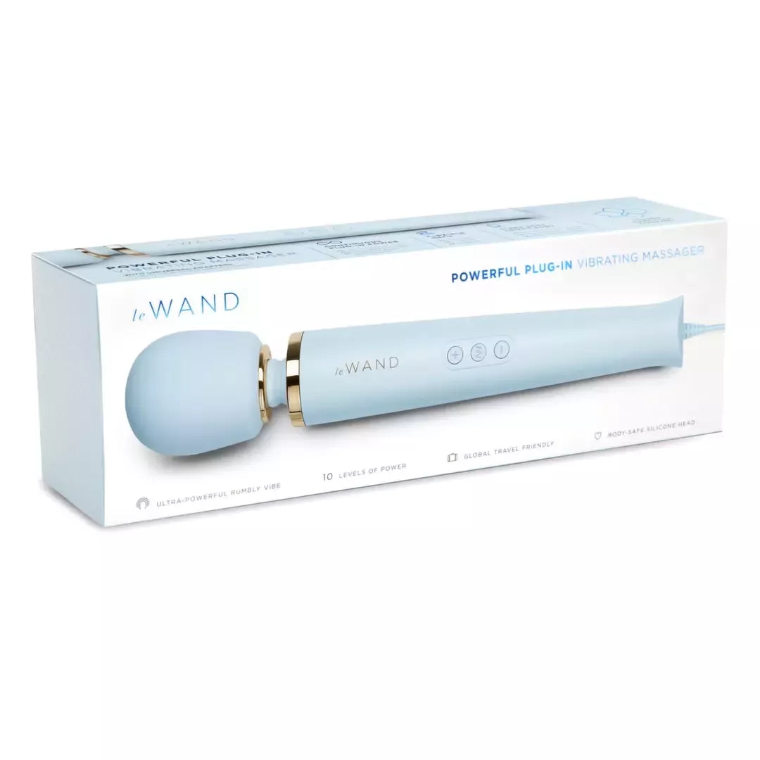 Le Wand Plug-In Massager Sky Blue – galingas klasikinis vibruojantis prietaisas