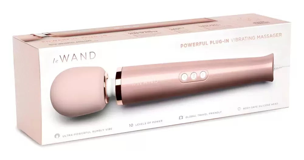 Le Wand Powerful Plug-In RoseG Intense laidinis masažinis vibroelementas, 34 cm