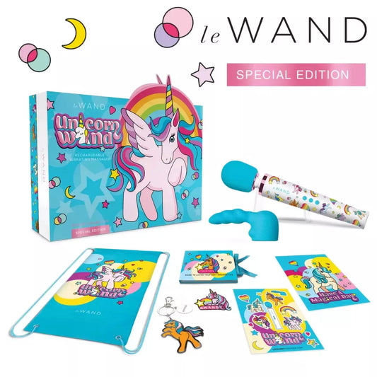 Le Wand Unicorn Wand rinkinys – 8 dalių vibromasažuoklių komplektas, Rainbow Edition