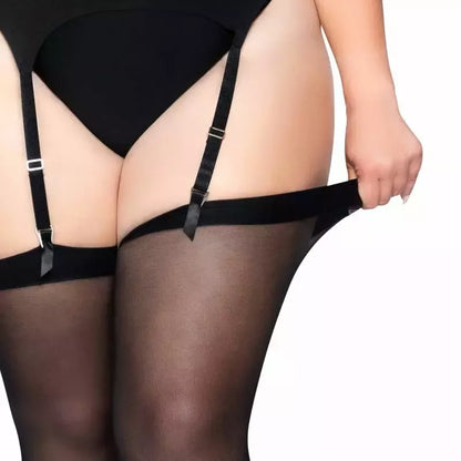 Leg Avenue Plus Size juodos pėdkelnės – klasikinė elegancija, 100% nailonas