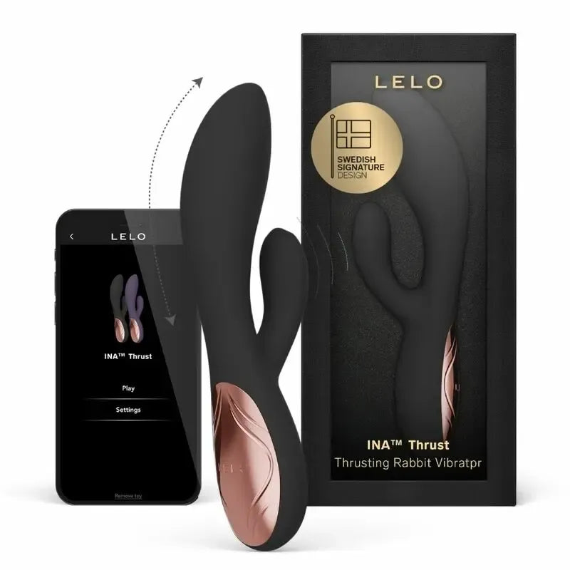 LELO INA Thrust Rabbit Black – dvigubo veikimo stimuliuojantis vibratorius