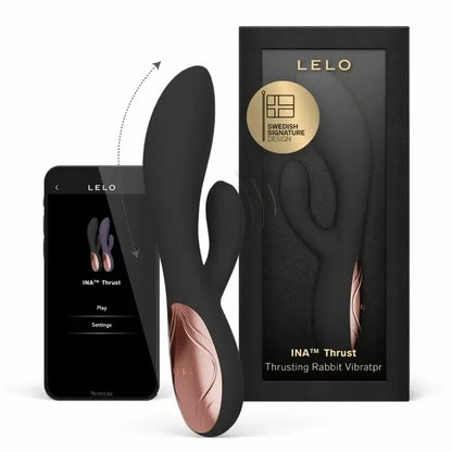 LELO INA Thrust Rabbit Black – dvigubo veikimo stimuliuojantis vibratorius
